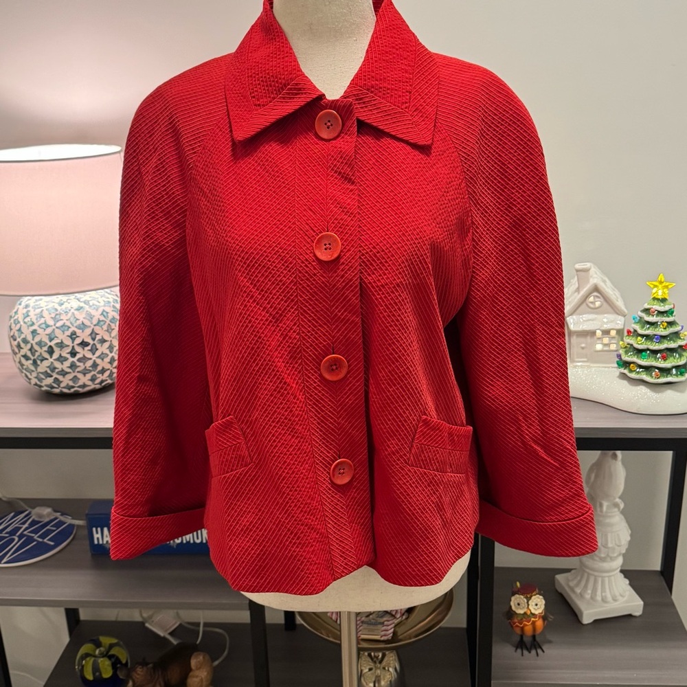 Jones New York Signature Red Textured Jacket – Women’s 8